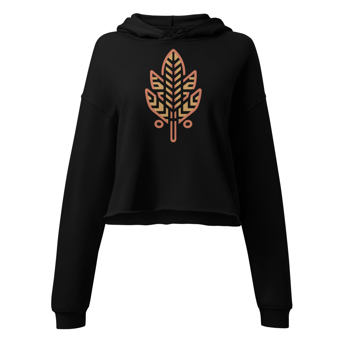 indian feather–inspired crop hoodie